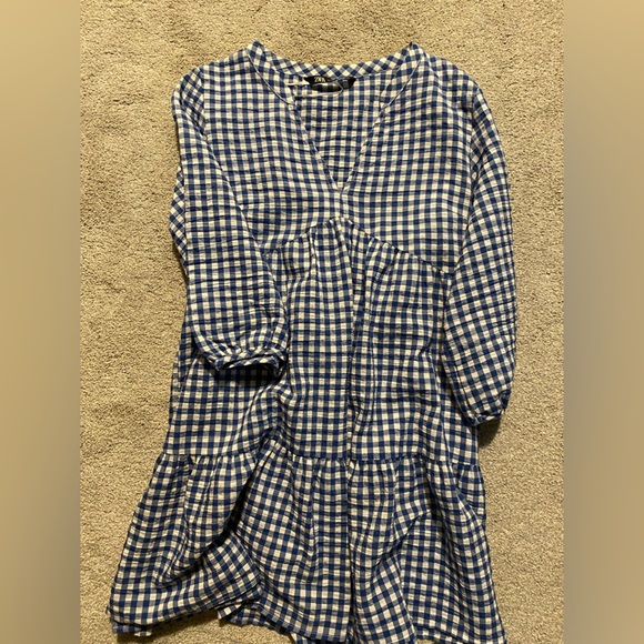 Gingham blue Zara Dress. Mini style. - Picture 2 of 4